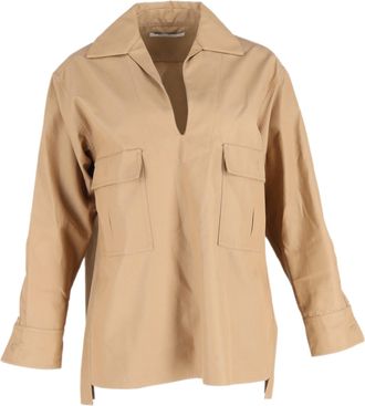 Max Mara Oversize Shirt with Pockets in Brown Cotton