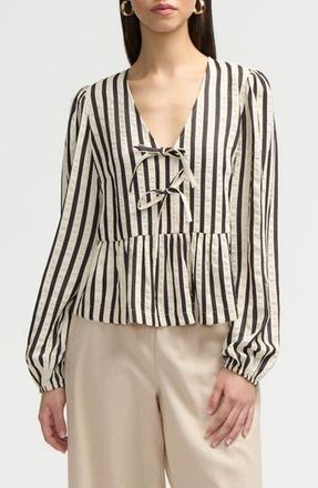 NVLT Tie Peplum Top in Black at Nordstrom Rack, Size X-Small