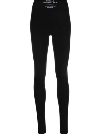 Stella McCartney logo-print ribbed leggings - women - Cotton/Polyamide - L - Black