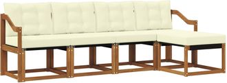 vidaXL Conjunto De Sof&aacute;s De Exterior 5 Uds. Natural Y Crema Vidaxl