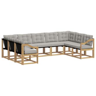 vidaXL Conjunto De Sof&aacute;s De Exterior 9 Pcs Blanco Y Gris Claro Vidaxl