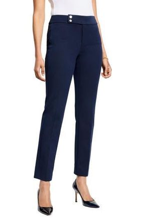 Nic+Zoe Copley 28-Inch Straight Cotton Bi-Stretch Extended Tab Pant in Dark Indigo at Nordstrom Rack, Size 14