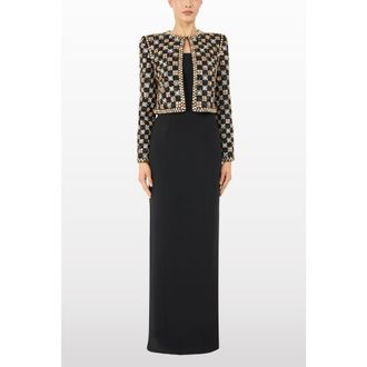 Jenny Packham Dahlia Crystal-Embellished Jacket in Liquorice at Nordstrom, Size 12 Uk