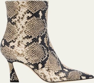 Stuart Weitzman 85mm Vinnie Snake-Printed Leather Booties