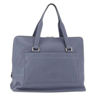 Loewe Pre-owned Tote Bags, female, Blue, Size: ONE SIZE Pre-owned Leather Tote Bag