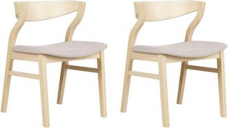 Beliani Beliani - Juego De 2 Sillas De Comedor De Estilo Retro Asiento Tapizado De Madera Contrachapada/madera De Caucho Clara Y Beige Maroa