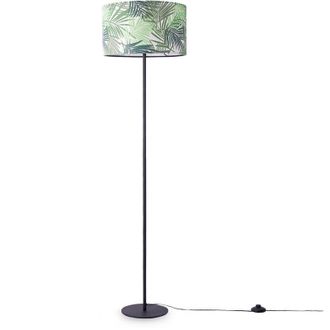 Paco Home Paco Home Luminaria De Pie Sal&oacute;n Dormitorio E27 Naturaleza Dise&ntilde;o Floral Palmera Verde (&oslash;38cm), L&aacute;mpara De Pie - Negro