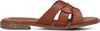 Stefano Lauran Elegante Cognac Leren Slippers - Dames - Sandalen - Bruin - 40 EU - Schoenen
