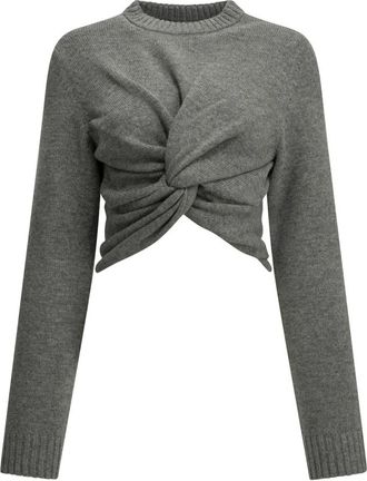 Balenciaga Su&eacute;ter corto de cuello redondo - Knitwear - Mujer - Gris - S