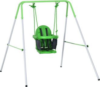 OUTSUNNY Columpio Infantil De Acero Columpio Para Ni&ntilde;os De 6-36 Meses Con Respaldo Y Cintur&oacute;n De Seguridad Carga M&aacute;x. 25 Kg 122x146x122 Cm Verde