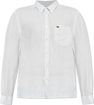 Lacoste Regular Fit Gestreept Linnen Overhemd - Heren - Casual Overhemden - Blauw - L - Linnen - Overhemden