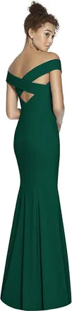 The Dessy Group Off-the-Shoulder Criss Cross Back Trumpet Gown