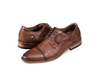 Tommy Hilfiger Barmi Mens Lace Up Wing Tip Shoes Cognac : 7.5 M, Faux Leather