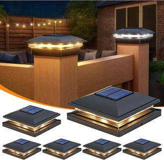 OEM Luces Solares Para Postes, Paquete De 6, 2 Modos, Brillantes, 4 X 4, Para Exteriores, Impermeables, Para Jard&iacute;n, Patio, Valla, Cubierta, Decoraci&oacute;n, P