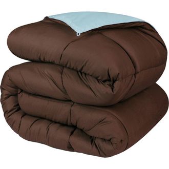 Superior Classic All-Season Reversible Down Alternative Comforter in Choco-Sky Blue at Nordstrom Rack, Size Twin/twin Xl