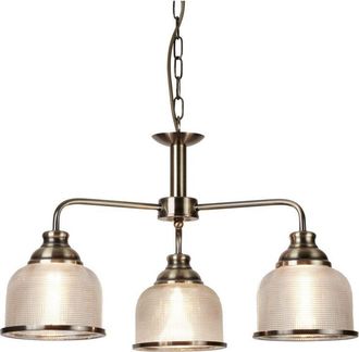 Searchlight Bistro - Lámpara colgante de techo con 3 brazos y 3 luces blanco, latón antiguo, E27 - Searchlight