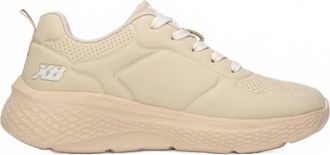 Xti Womens Casual Mini Wedge Lace-Up Sneakers In Beige