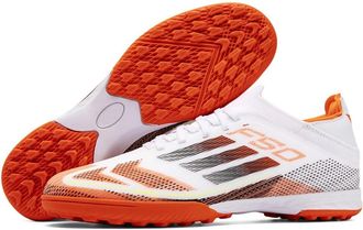 Generic Fashion Mens and Womens Low-top Teenagers Long Broken Nails Grass Sports Football Shoes, Broken Nails - White Orange, 5.5 UK