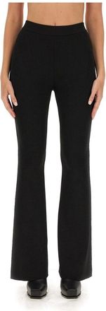 Stella McCartney Ribbed Wide Leg Viscose Trousers - Black