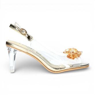 Laura Vita Mira 01 Clear Golden Slip-On Cinderella Heel Sandals