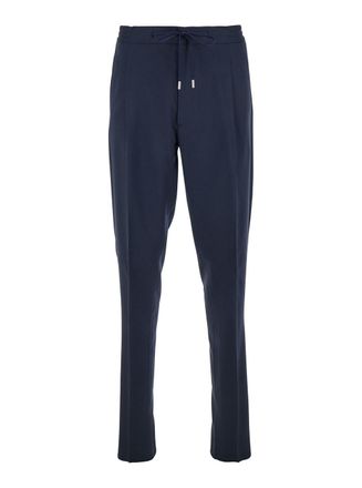 Lardini Blue Pants With Elastic Waist And Drawstring In Cotton Man