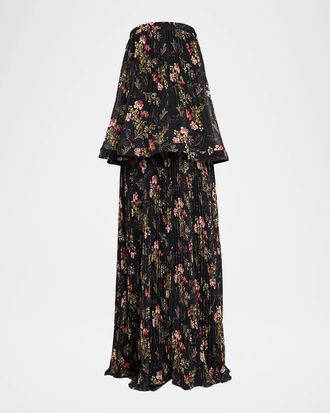 Cinq &agrave; Sept Love Letter Floral Strapless Maxi Dress
