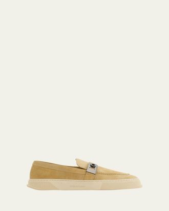 Ferragamo Mens Brad Suede Slip-On Sneakers