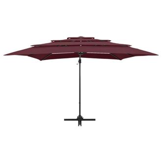 Berkfield Home Harmful 4-Tier Parasol with Aluminium Pole Bordeaux Red 250x250 cm