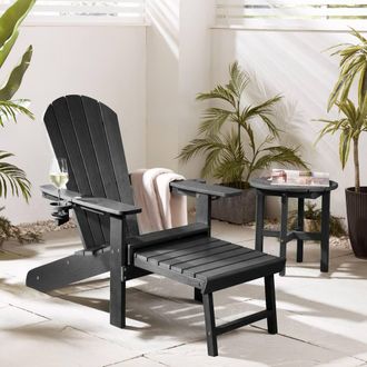 VonHaus Westport Reclining HDPE Adirondack Garden Chair with Footrest in Black | Size: 2 Pack