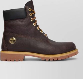 Timberland logo ankle boots round toe rubber sole