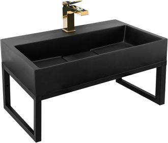 Rea Lavabo De Conglomerado Goya Black Mat 60cm + Marco