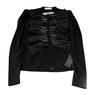 Genny Folds Strass Shirt - Dames - Blouses & Shirts - Zwart - Maat: XS Chiffon