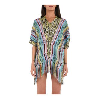 Missoni Lurex Fringed Poncho with Metallic Thread