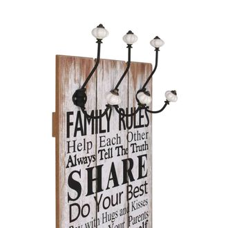 Berkfield Home Wall-mounted Coat Rack with 6 Hooks 120x40 cm FAMILY RULES