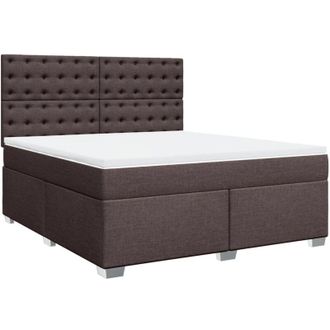 vidaXL Vidaxl - Cama Box Spring Con Colch&oacute;n Tela Marr&oacute;n Oscuro 180x200 Cm