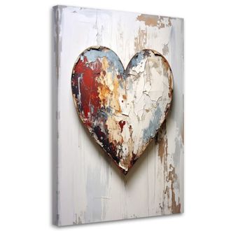 Feeby Cuadro Sobre Lienzo, Coraz&oacute;n 3d Amor En Estilo Shabby Chic, 80x120