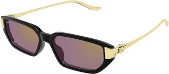 Cartier Rechthoekige Zonnebril - Dames - Zonnebrillen - Zwart - 54 MM - Accessoires
