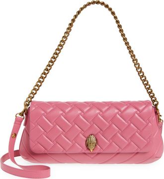 Kurt Geiger Long Kensington Quilted Leather Shoulder Bag in Pink at Nordstrom Rack