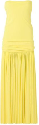 Jacquemus Yellow Pleated Strapless Maxi Dress