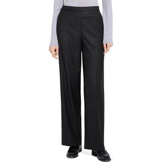 Theory Straight Leg Wool Pants in Black at Nordstrom Rack, Size 14