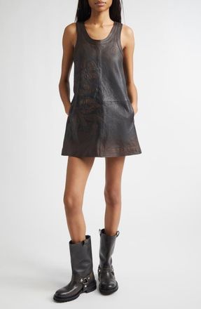 Golden Goose Journey Patsy Appliqu&eacute; Leather Minidress in Port Royale at Nordstrom, Size 10 Us