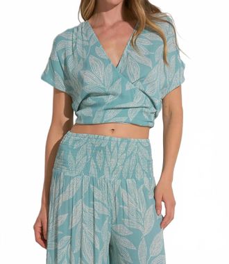 Elan Cartagena Print Tie Top In Teal