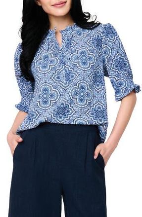 Gibsonlook Dianthus Puff Sleeve Top in Blue Bandana at Nordstrom Rack, Size Xx-Small