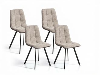 Pondecor Interiorismo Set de 4 sillas de comedor tapizadas en tela marr&oacute;n. 46x54x89H cm