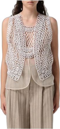 Emporio Armani Gilet Sartoriale Modello Crochet - Dames - Jassen - Beige - Maat: XS