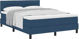 vidaXL Box Spring Bed with Mattress Blue 160 x 200 cm Fabric vidaXL