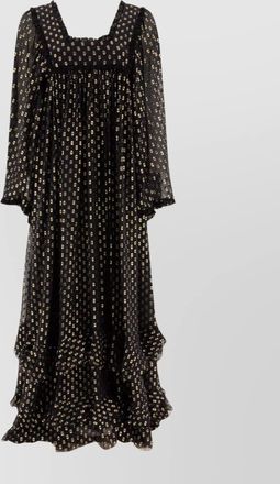 Chloé sleeve square neckline ruffle sheer overlay