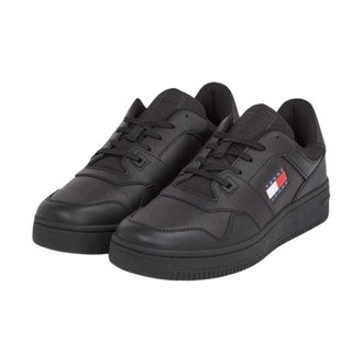 Tommy Jeans Lage leren sneakers voor heren (Zwart)