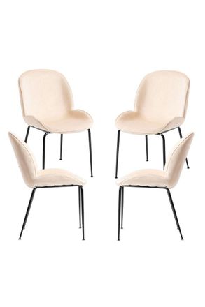 Regalos Miguel Packs Sillas Comedor - Pack 4 Sillas Bille Black Terciopelo - Beige