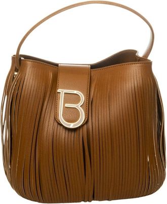 Tosca Blu Tassen, Dames, Bruin, ONE Size, Leer, Leren Handtas met Franjes en Afneembare Crossbodyband